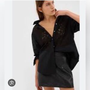 EUC Black lace button up shirt